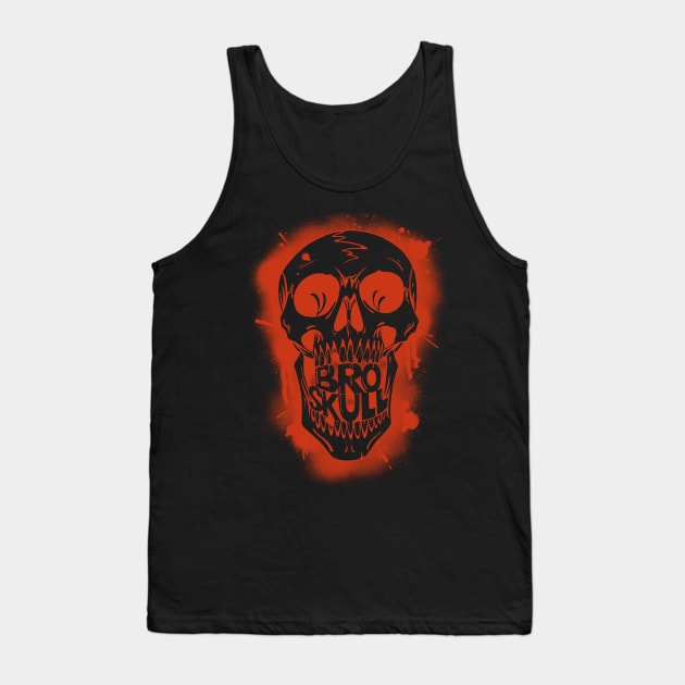 Broskull Logo V.1 Clear on Red Tank Top by CastleBroskull